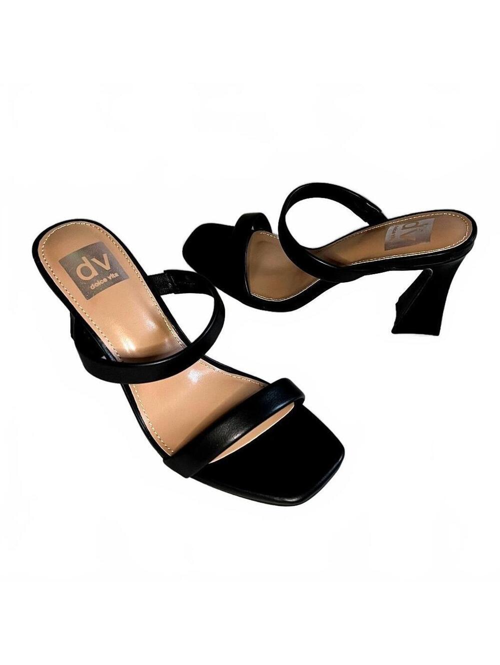 Dolce Vita Black Strappy Square Toe Block Heel Sandals Size 7